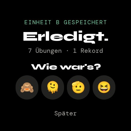Uhr: Erledigt, sieben Übungen und ein Rekord, darunter Wie war's